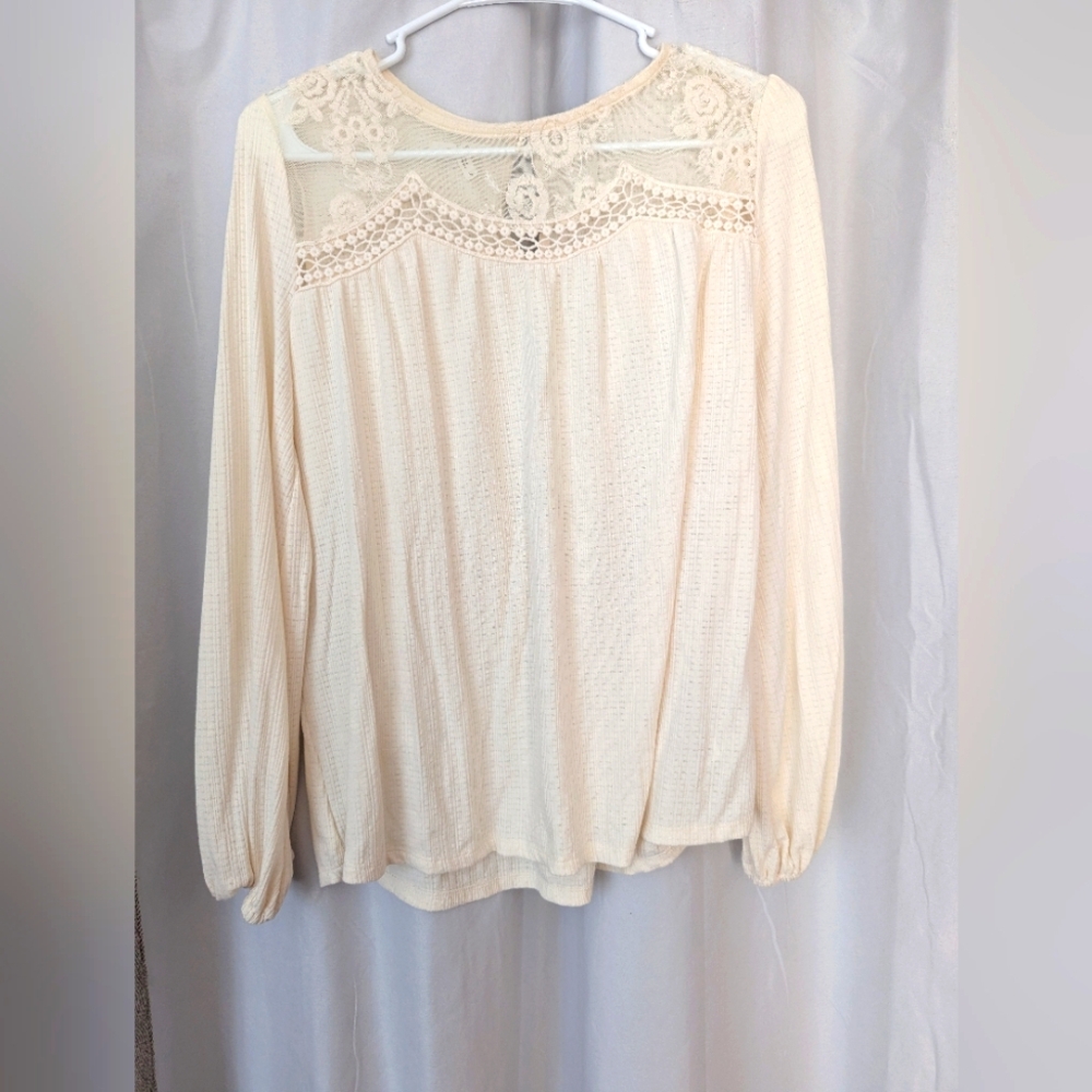 Womans Long Sleeve Cream Soft Shirt